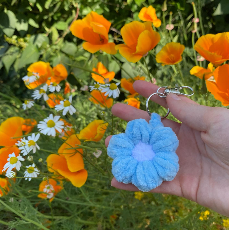 Porte-clés Fleur Bleue
